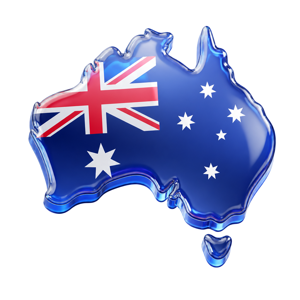 Glass 3D Australian flag map icon